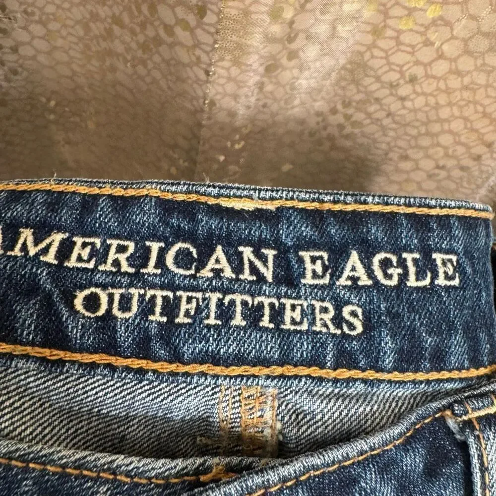 American Eagle Hi Rise Crochet Pocket Boho Distressed Festival Shorts 10